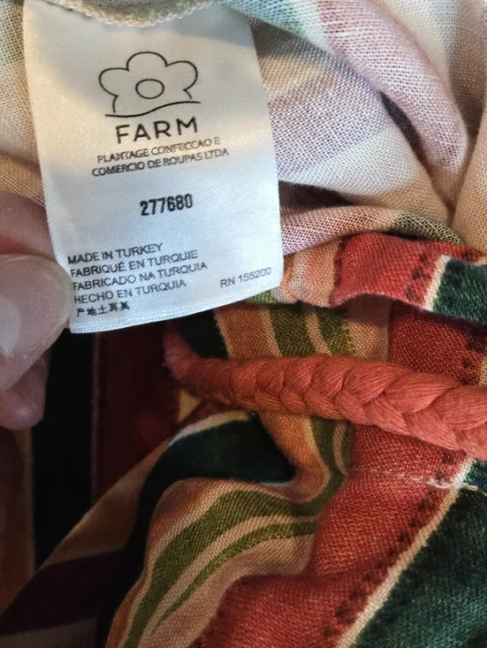 Farm Rio X Anthropologie Augustine Linen Striped Wide Leg Paperbag Pants XS - Picture 9 of 10